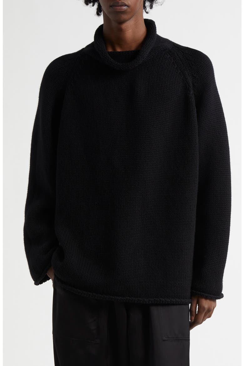 Cashmere Funnel Neck Sweater, Main, color, BLACK