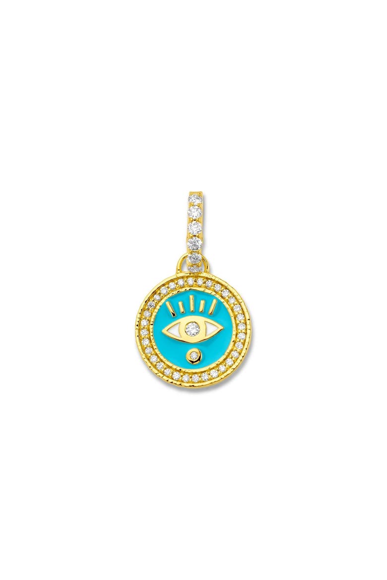 Enameled Evil Eye Charm with Diamonds, Main, color, Sky Blue