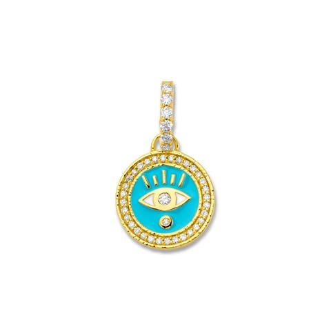 Enameled Evil Eye Charm with Diamonds