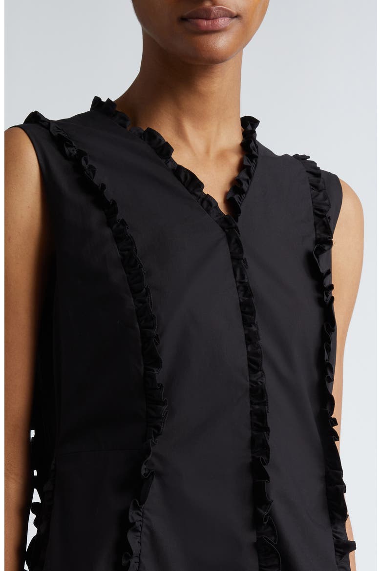 Milena Sleeveless Ruffle Midi Dress, Alternate, color, BLACK