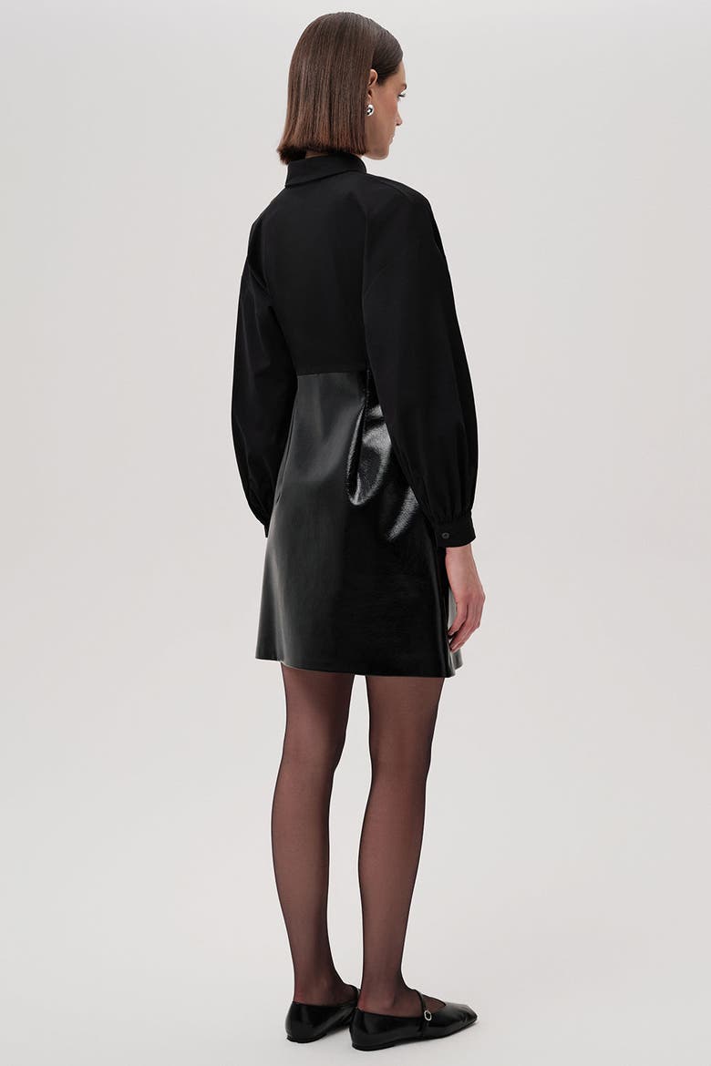 Fiori Mini Shirt Dress, Alternate, color, BLACK