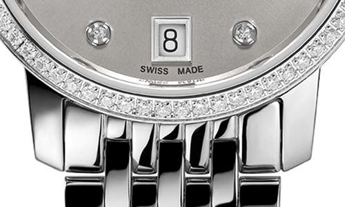 Frederique Constant Women's Swiss Classic Slimline (5/8 Ct. T.w.) Stainless Steel Bracelet Watch 30mm In Silverone