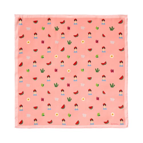 Lost Pattern Nyc "frida's Desert Bloom" Silk Bandana Scarf In Pink