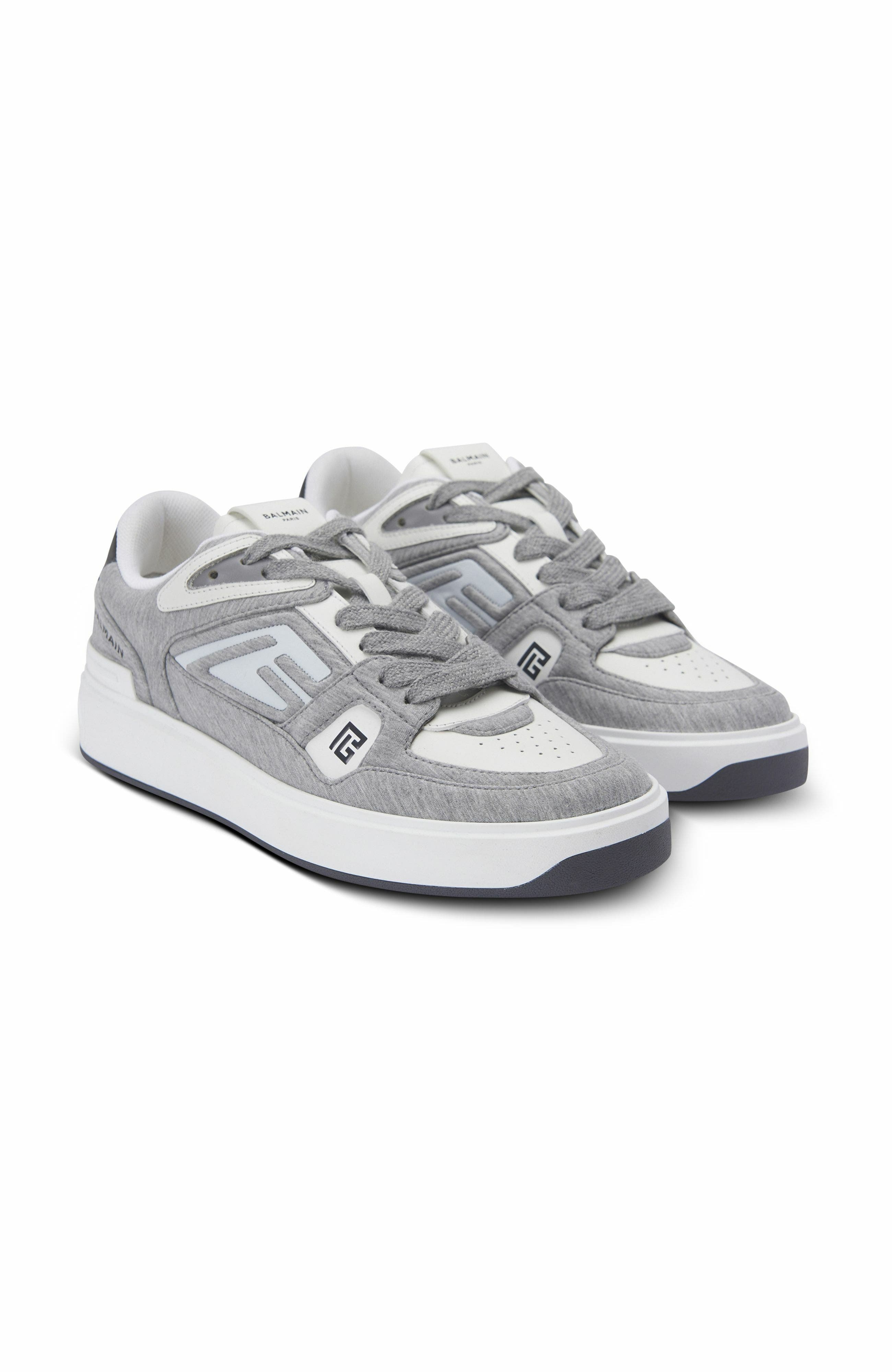 Balmain B-Court Skate Trainers In Fleece And Calfskin, Alternate, color, 