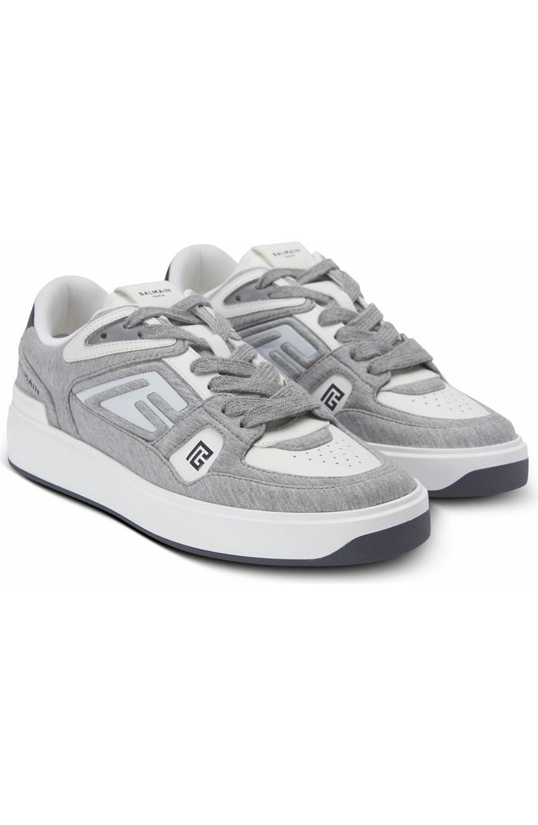 Balmain B-Court Skate Trainers In Fleece And Calfskin, Alternate, color,