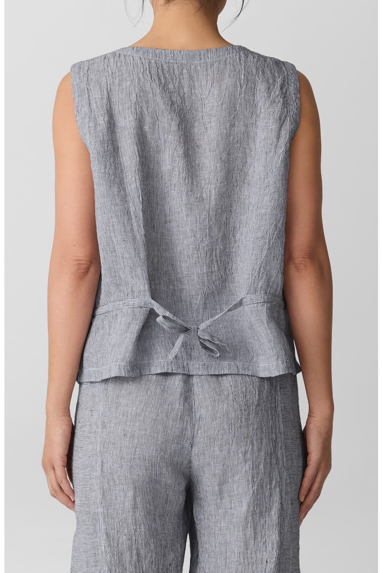 Tie Back Organic Linen Vest, Alternate, color, INK