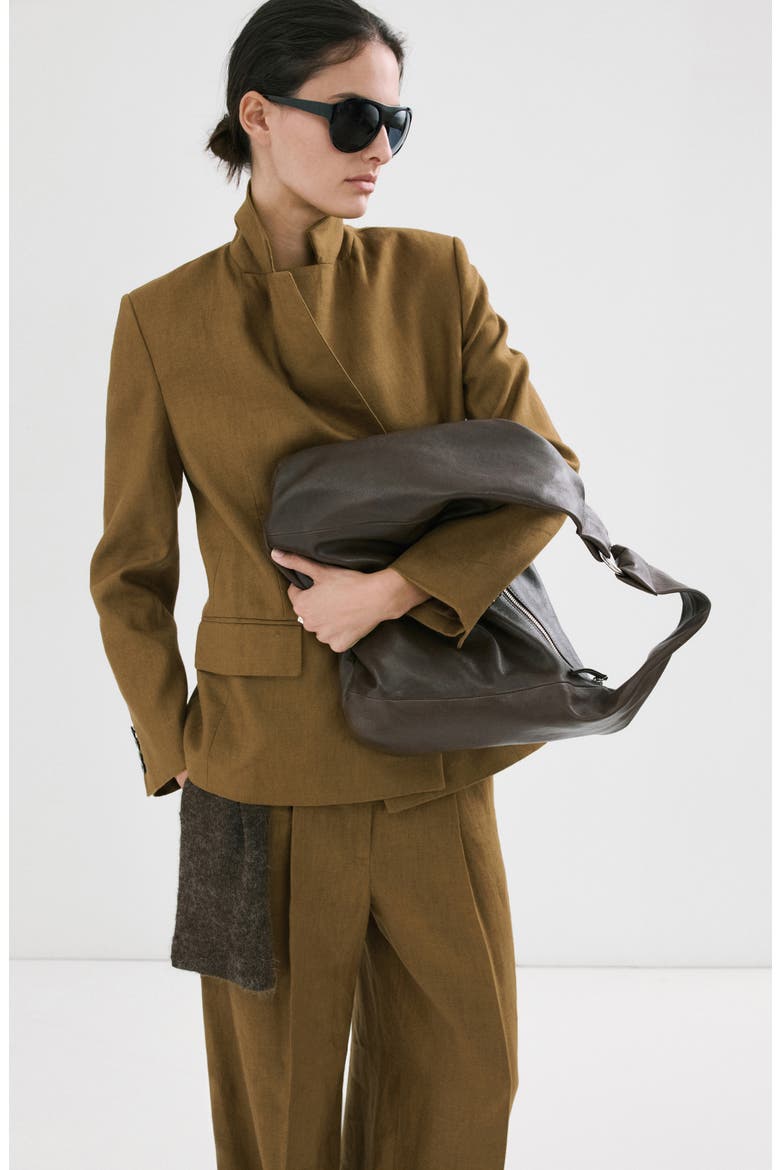 Double Breasted Linen Blazer, Alternate, color, OLIVE GREEN