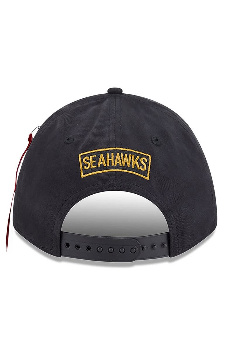 New Era x Alpha Industries Men's New Era x Alpha Industries  Black Seattle Seahawks A-Frame 9FORTY Adjustable Hat, Alternate, color, Black