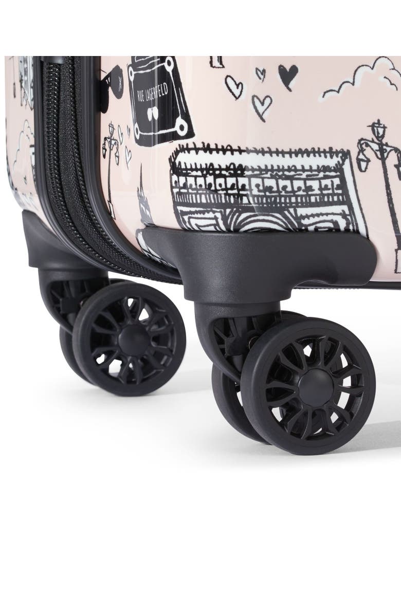 Karl in Paris Upright Suitcase, Alternate, color, Pink/Black