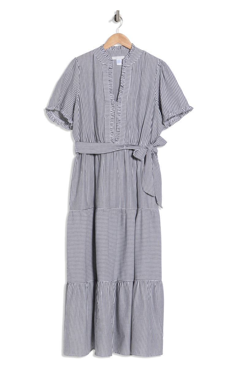 London Times Tiered Maxi Dress, Alternate, color, Black/ White