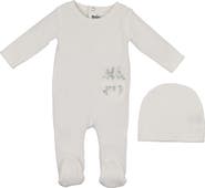 Manière Velour Pocket Cotton Blend Footie & Beanie Set