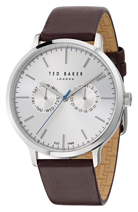 Leather Strap Watch, 42mm