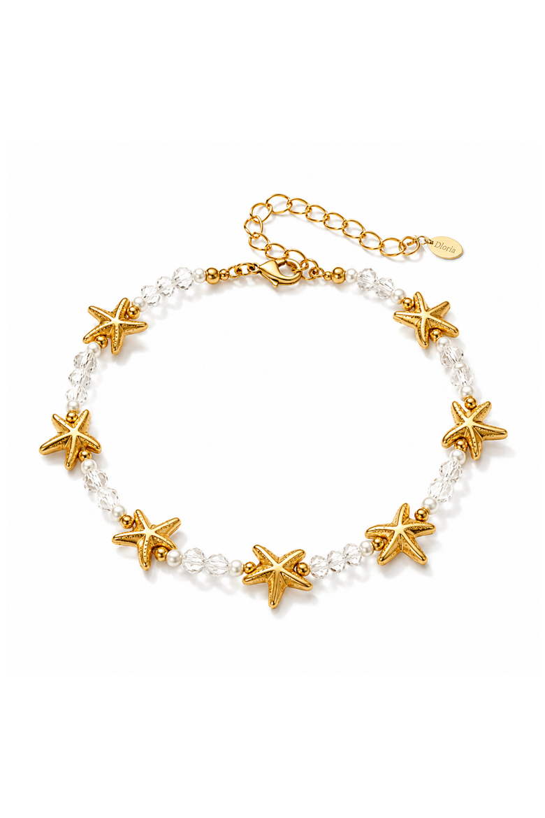 Seaside Starfish Beaded Bracelet, Alternate, color, Gold