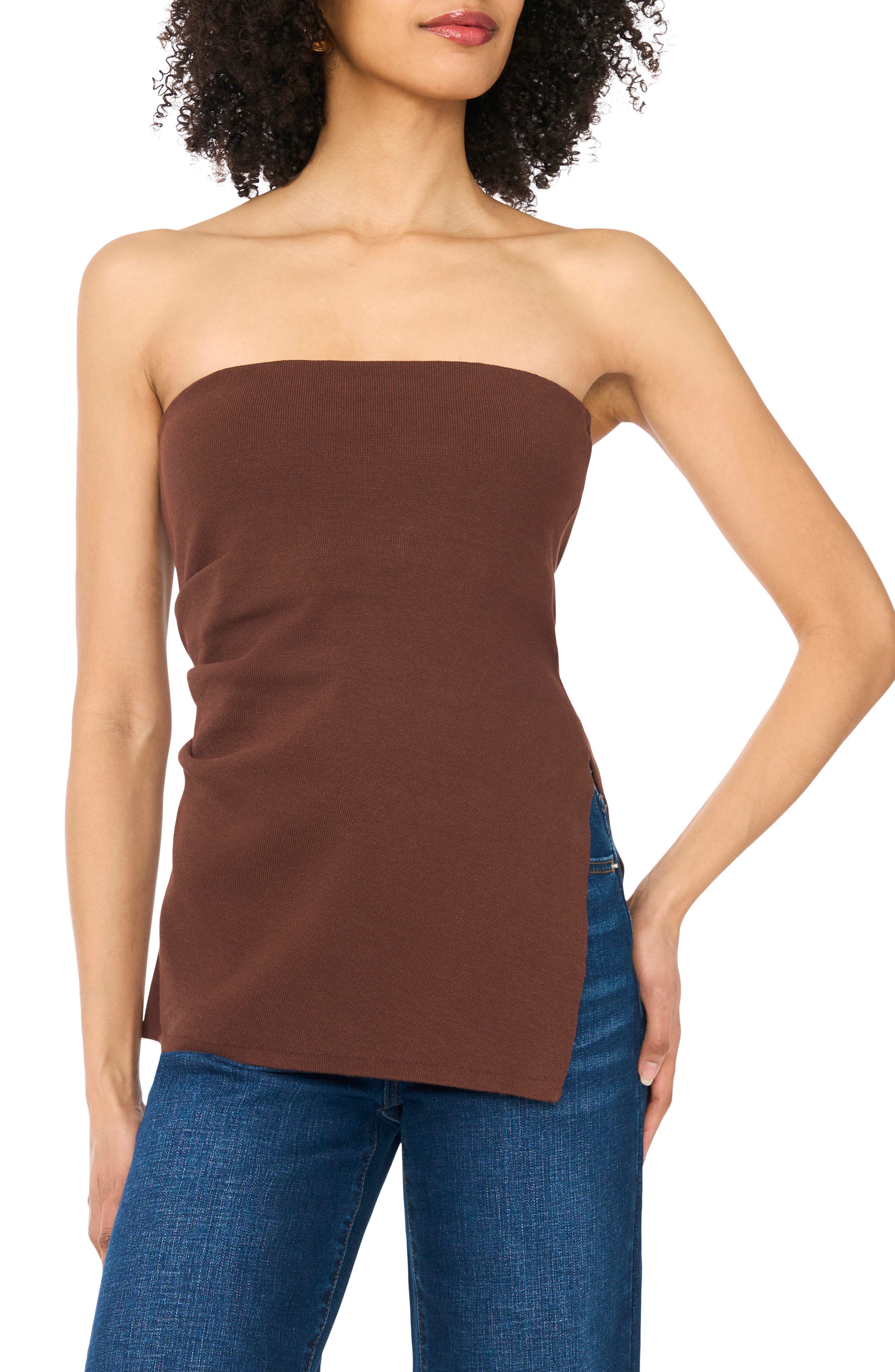 Parker Strapless Asymmetric Knit Top