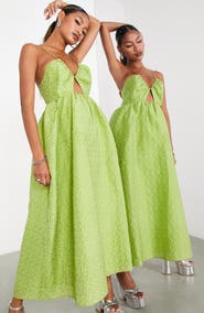 ASOS DESIGN Cutout Brocade Dress