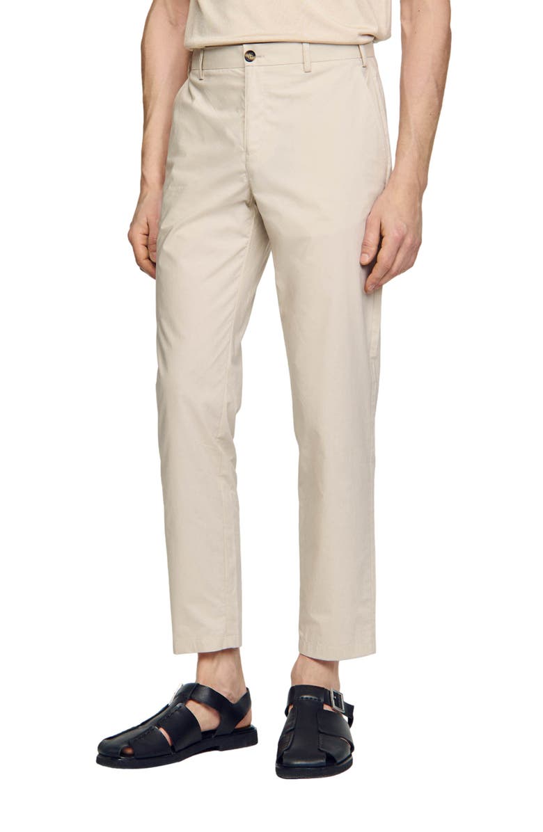 SANDRO Cotton tapered trousers, Main, color, Light Grey
