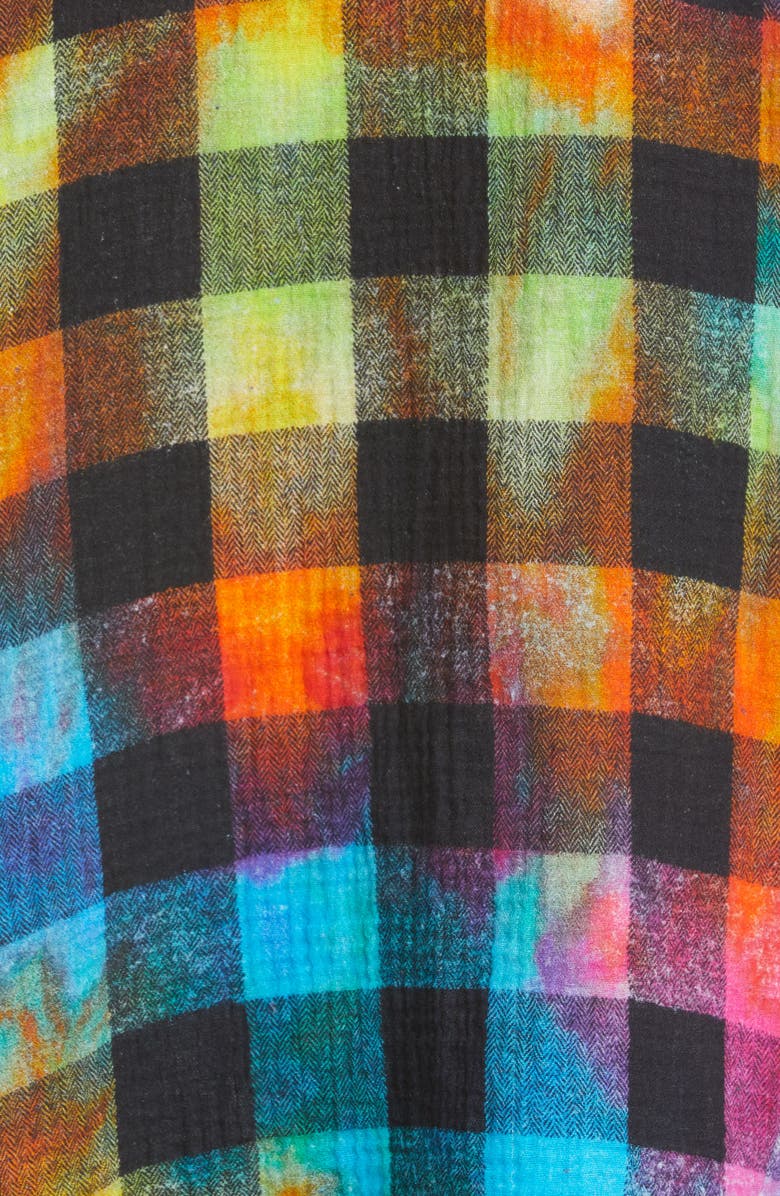 R13 Rainbow Plaid Oversize Button-Up Shirt, Alternate, color, 