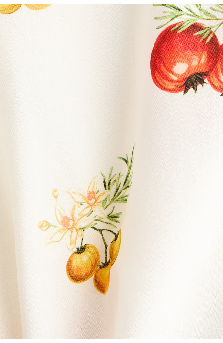 H&M Oversized Linen-blend Shirt, Alternate, color, Cream/Tomatoes