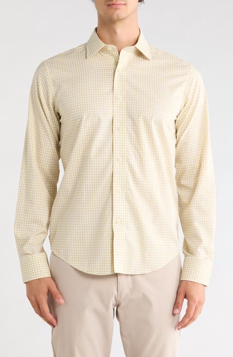 Gingham Trim Fit Cotton Shirt