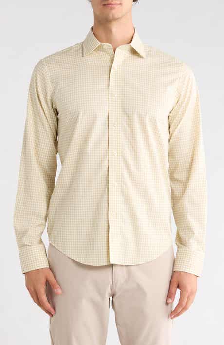 Gingham Trim Fit Cotton Shirt