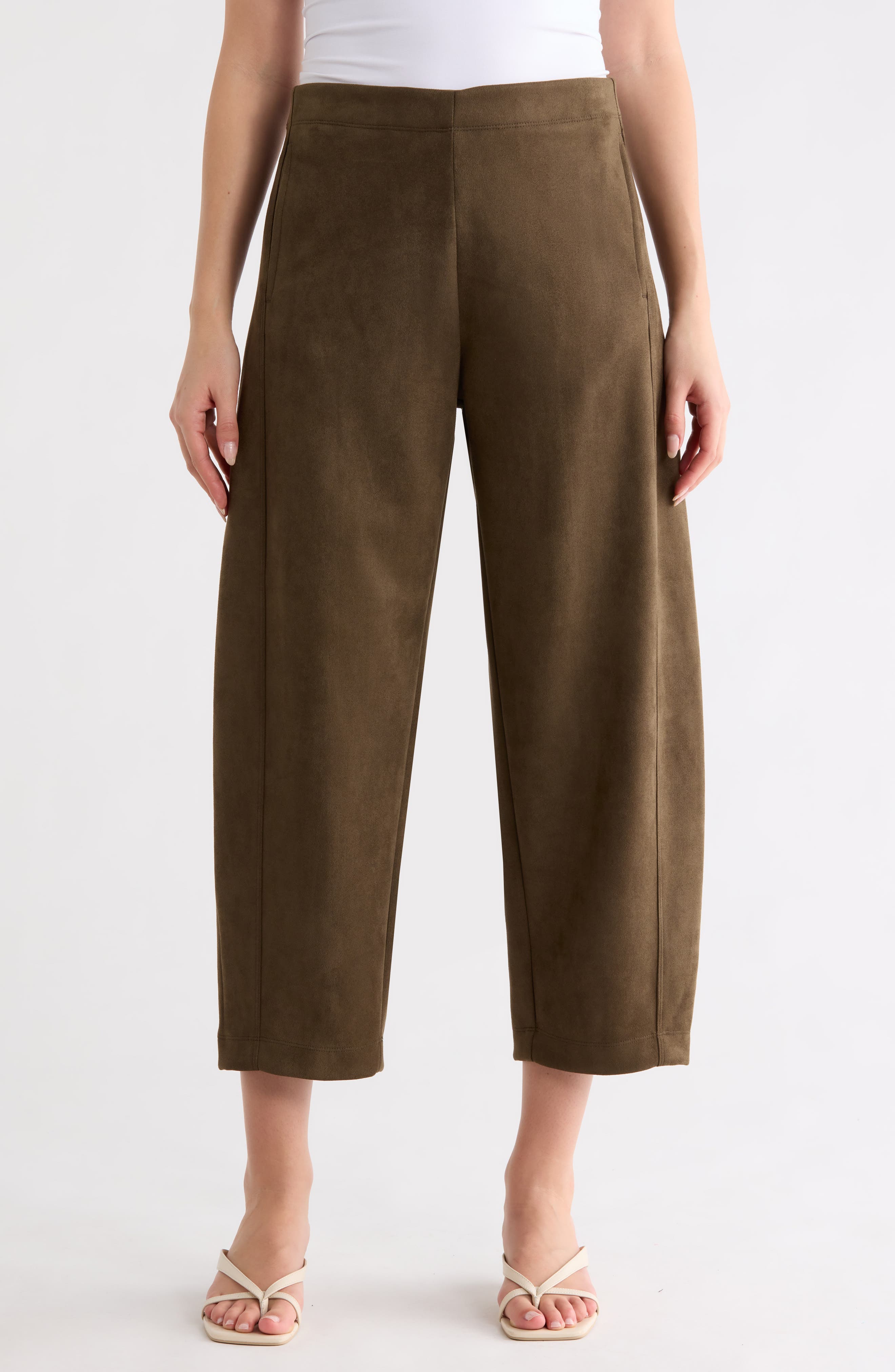 MAX STUDIO Faux Suede Barrel Pants