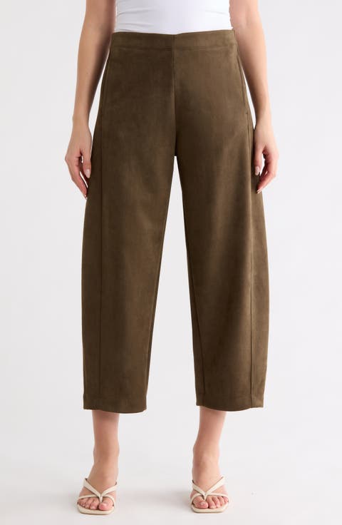 Faux Suede Barrel Pants