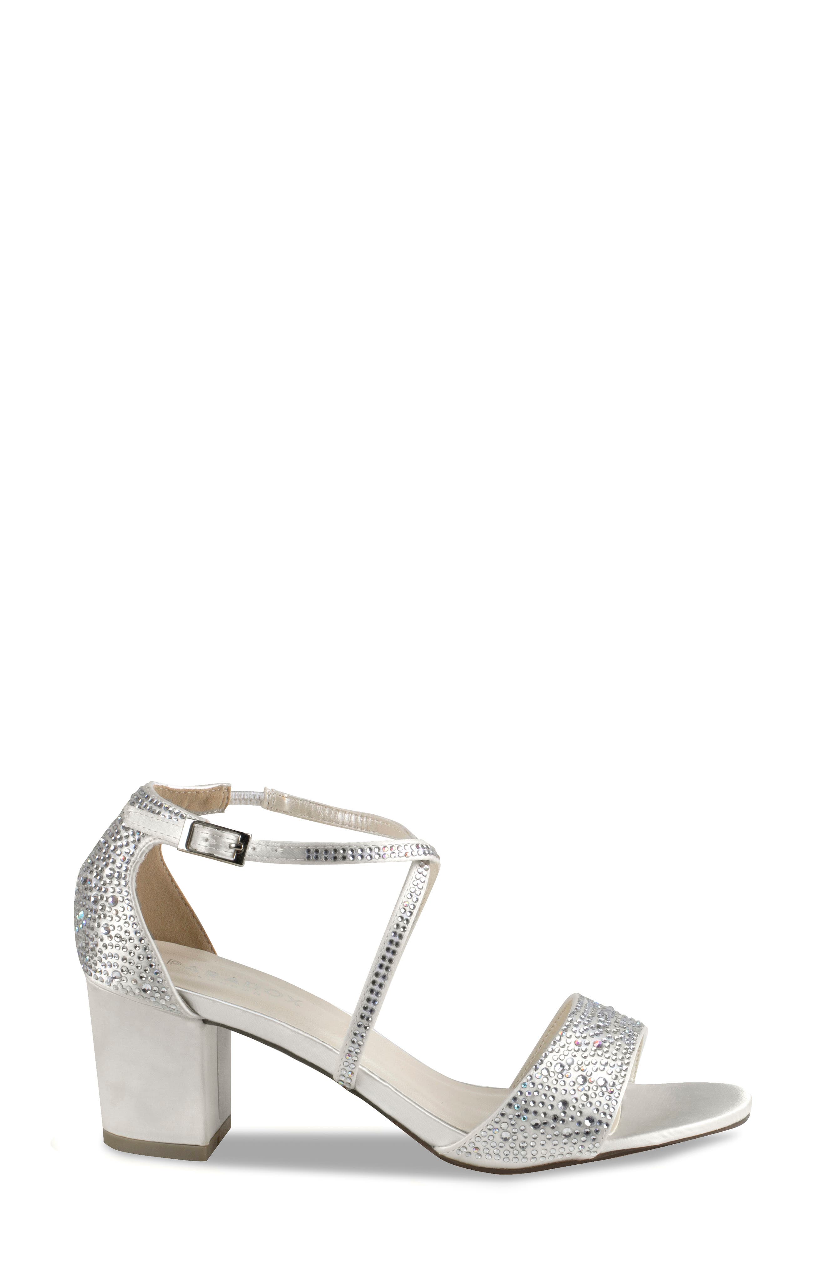 Ines Satin Embellished Sandal, Alternate, color, IVORY