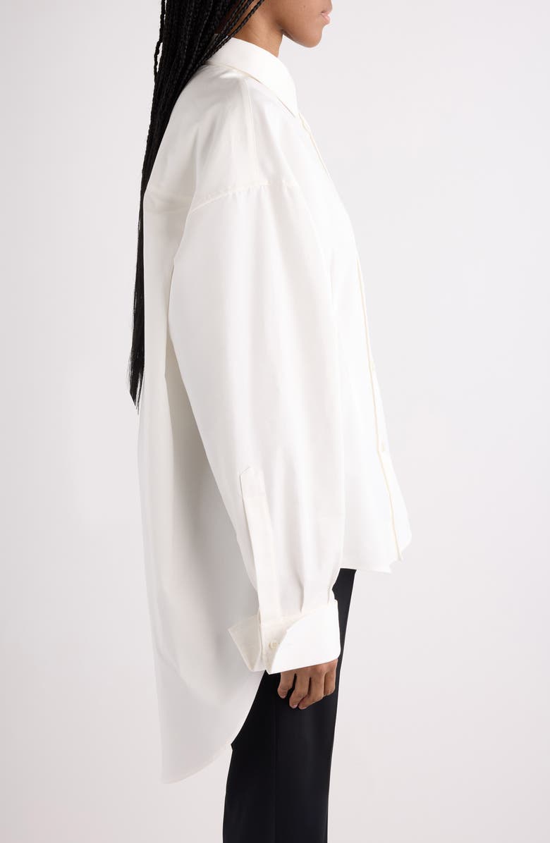Balenciaga Classic Cotton & Silk Poplin Button-Up Shirt, Alternate, color, 9000 White