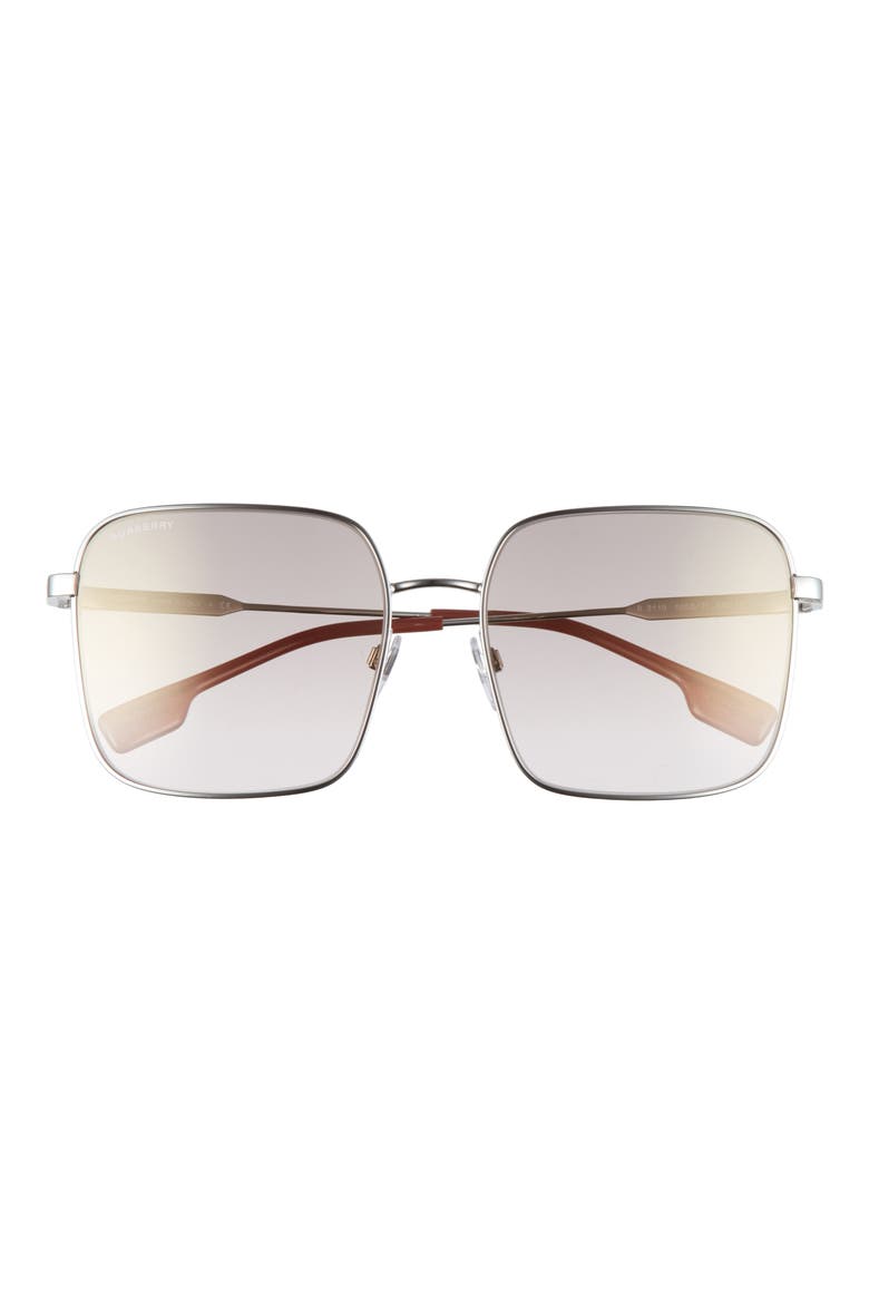 58mm Square Sunglasses, Main, color, SILVER/ BROWN GOLD GRADIENT