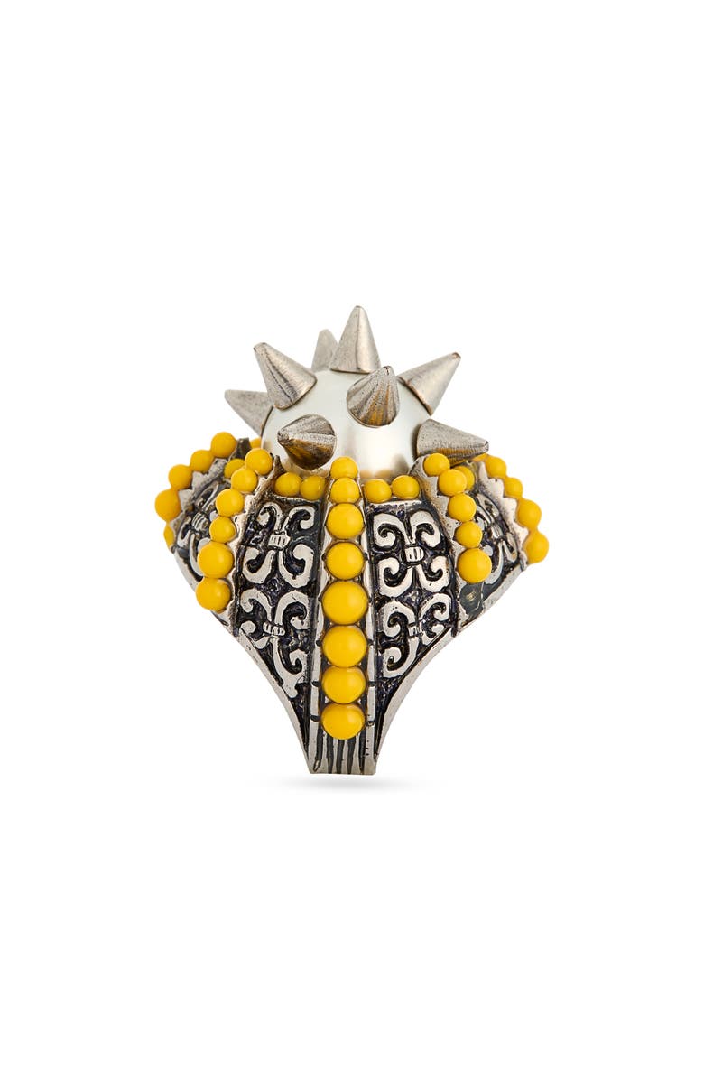Gucci Faux Pearl & Resin Cocktail Ring, Alternate, color, Yellow