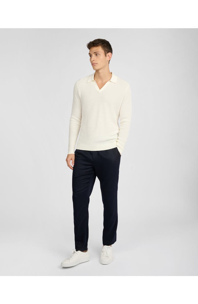 Onia Cotton Textured Long Sleeve Johnny Polo, Alternate, color, Egret