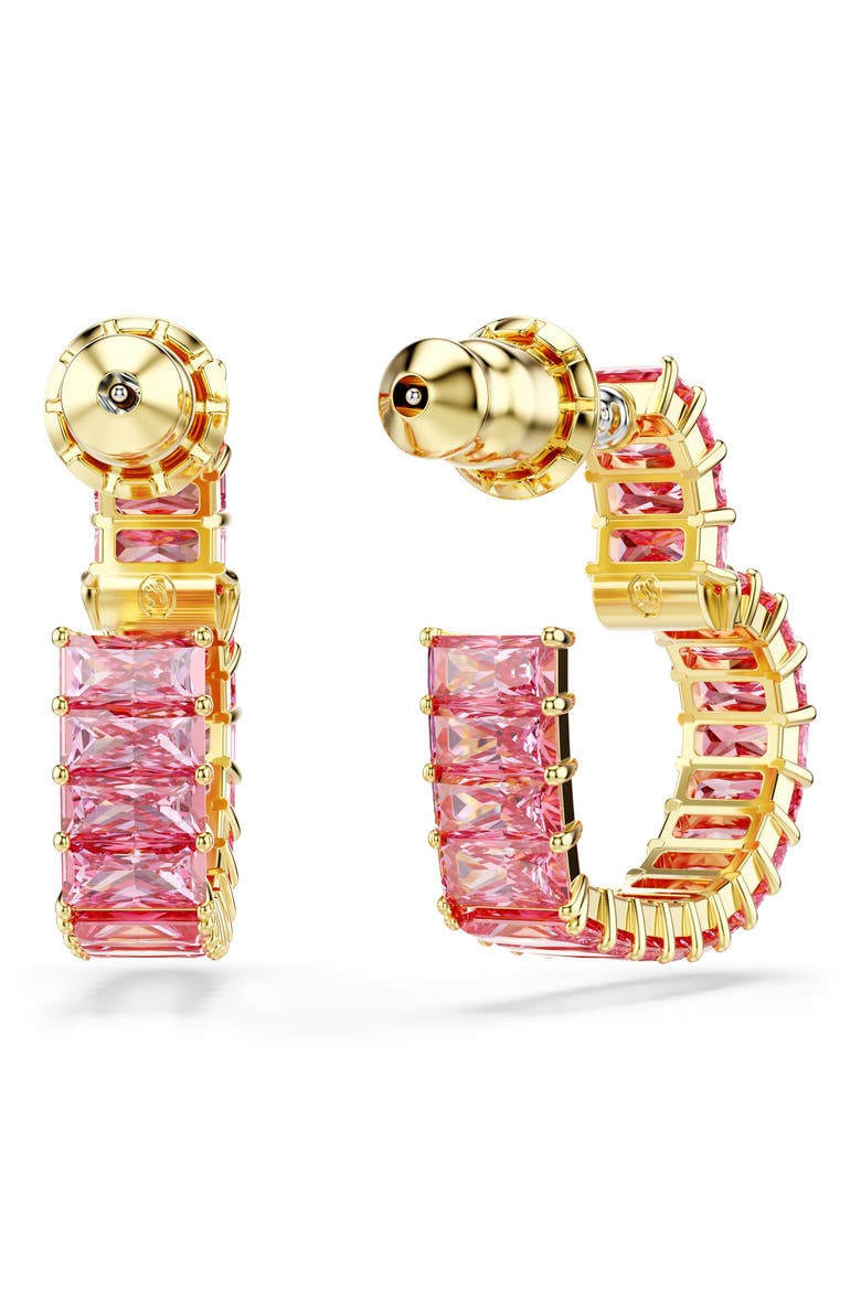 Matrix Crystal Heart Hoop Earrings, Alternate, color, PINK