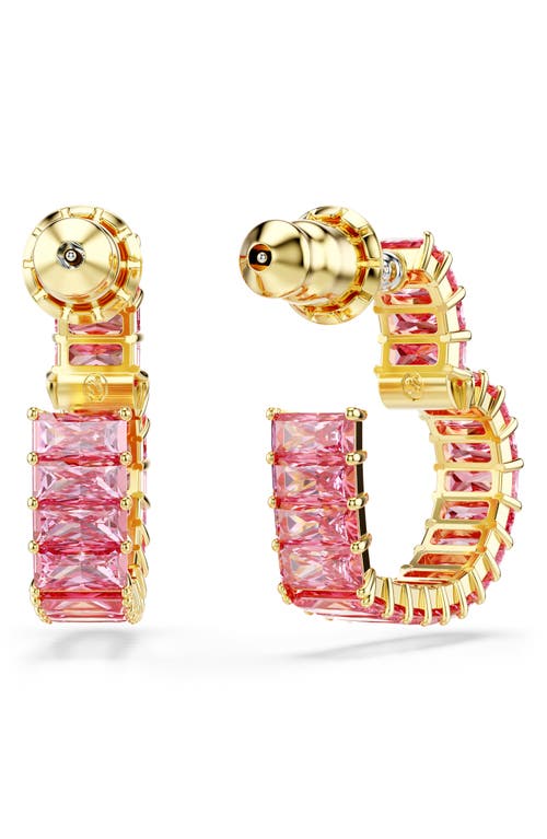 Swarovski Matrix Crystal Heart Hoop Earrings In Pink