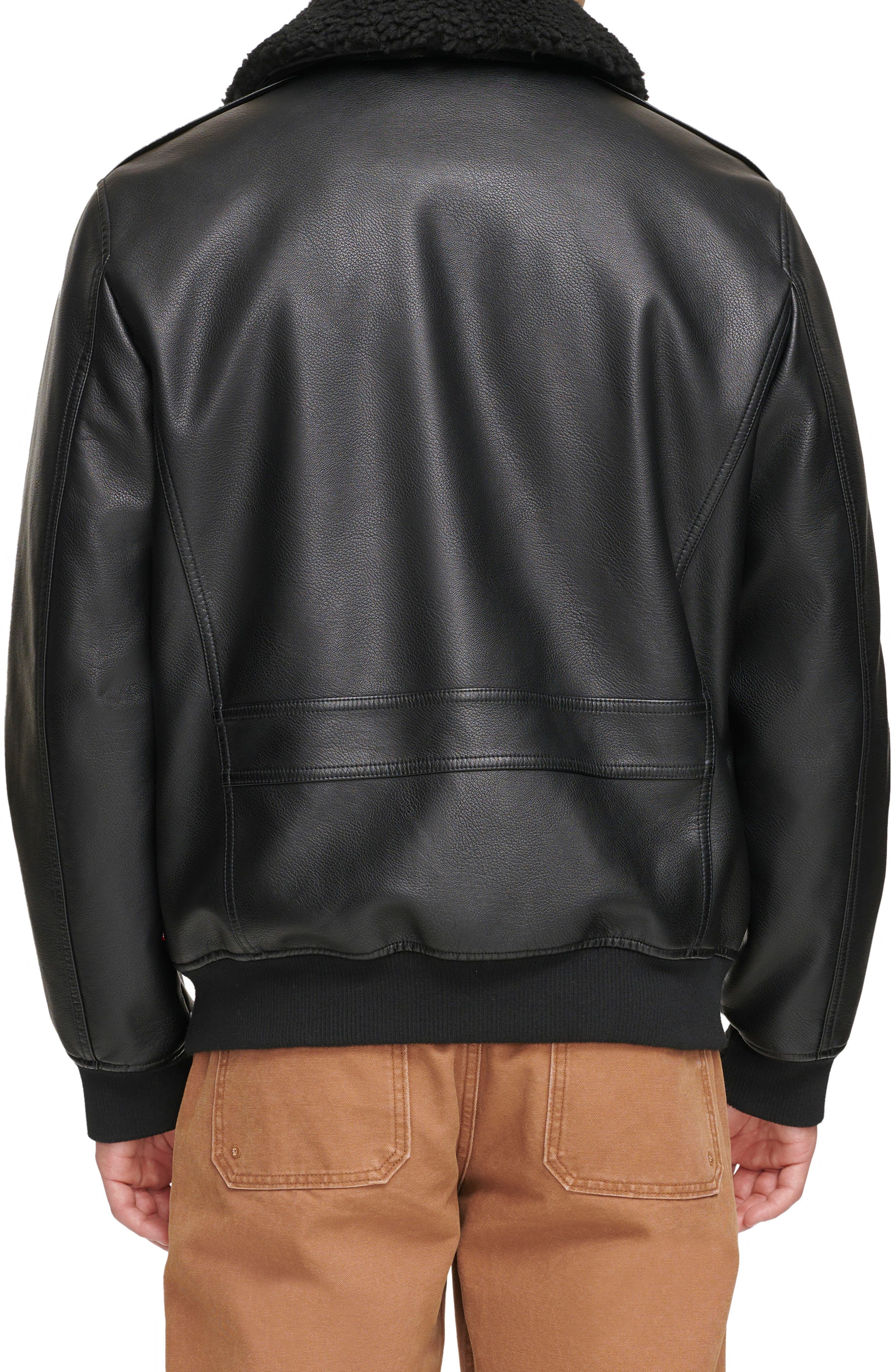 Faux Leather & Faux Shearling Bomber Jacket - image 2