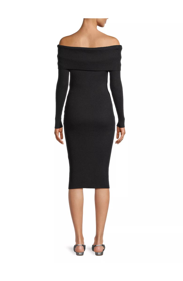 Emilia George Carrie Off Shoulder Knit Dress, Alternate, color, Black