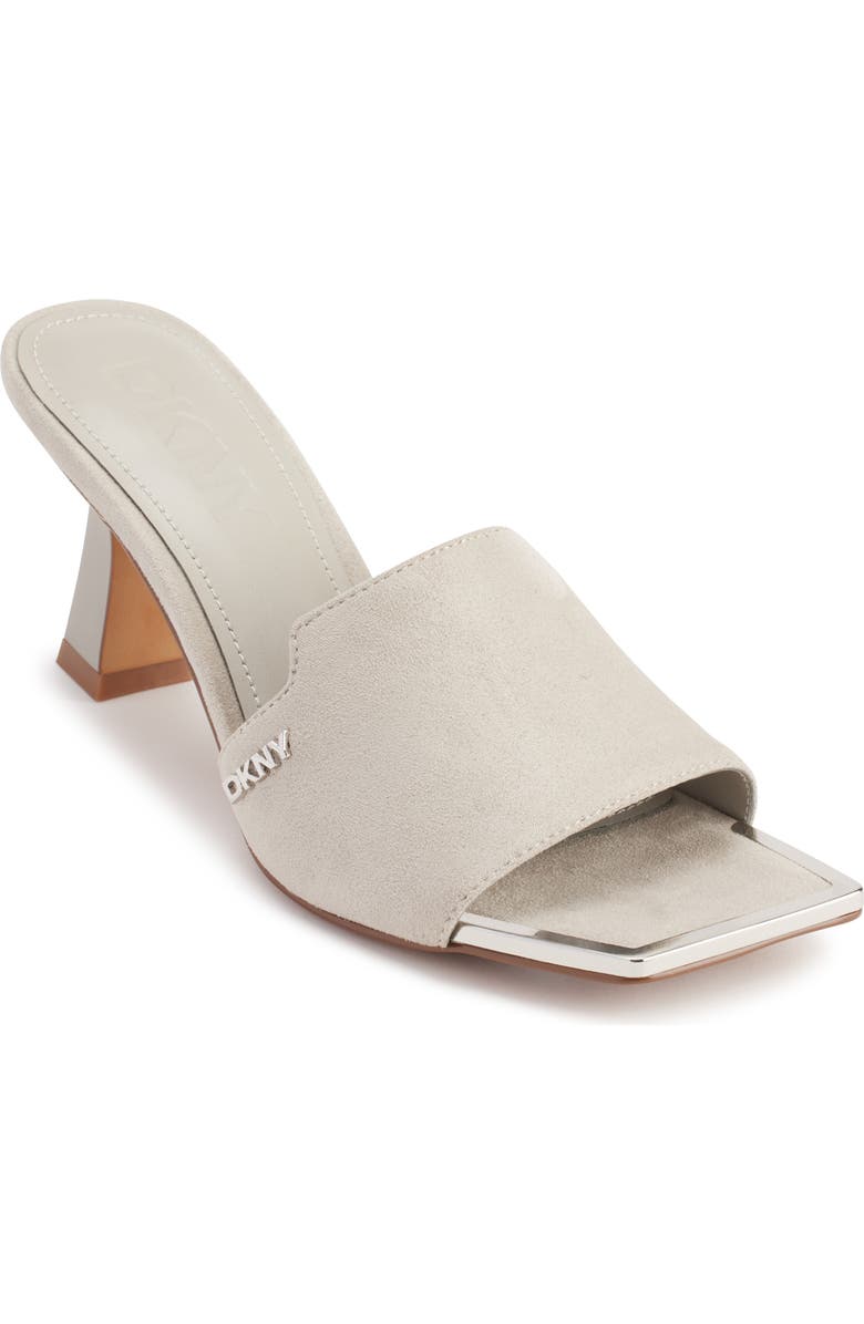 DKNY Square Toe Slide Sandal, Main, color, Grey Satin