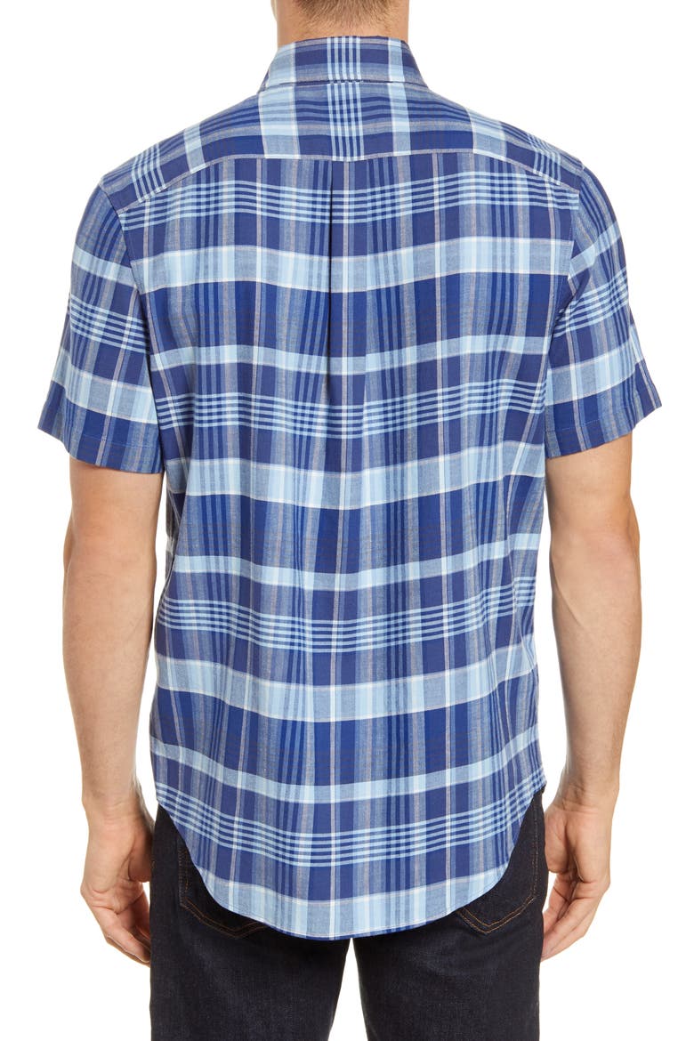 Tucker Classic Fit Plaid Short Sleeve Button-Down Shirt, Alternate, color, MOONSHINE