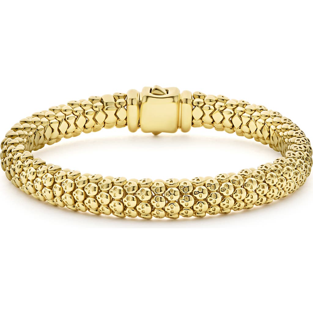 Lagos 18k Yellow Gold Caviar Skull Bracelet In Gold