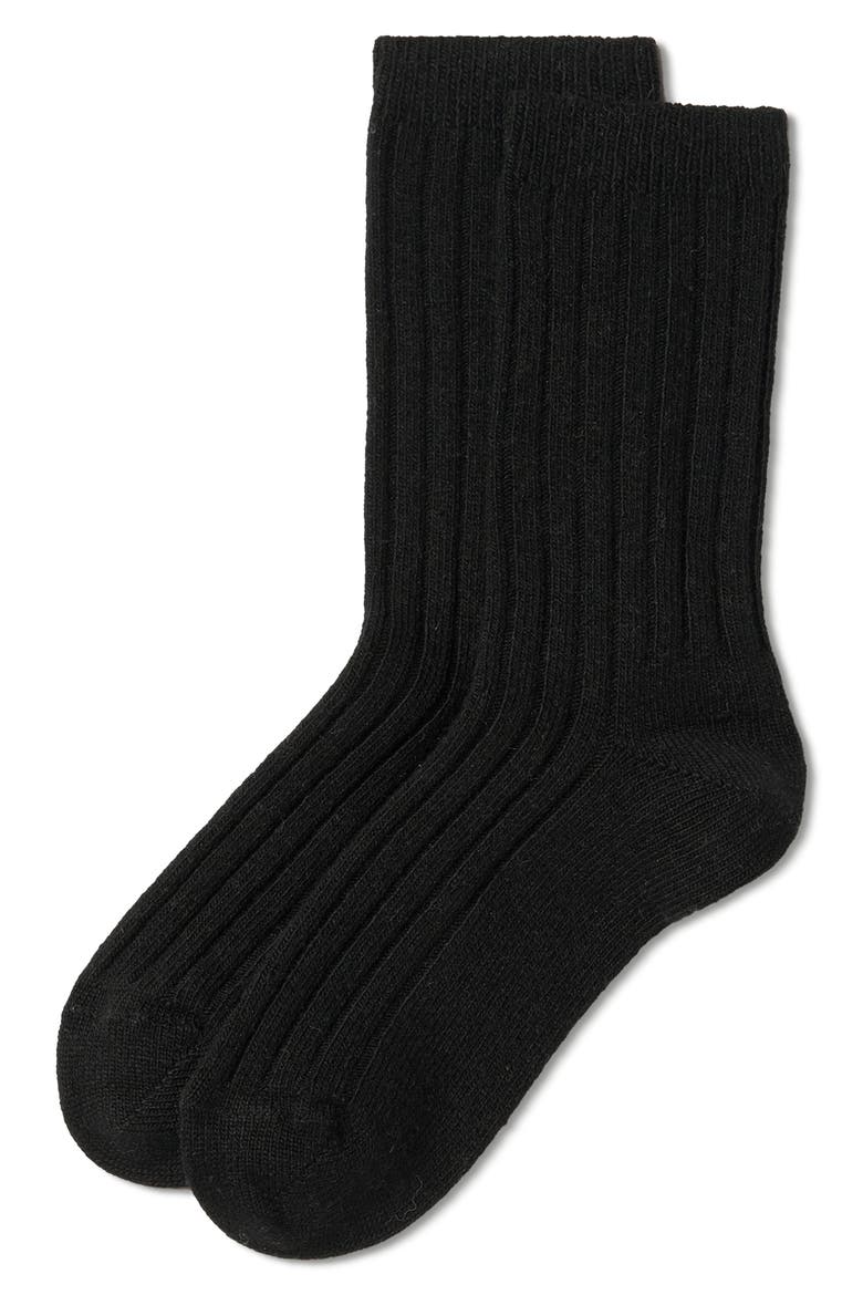 Bodil Chunky Crew Socks, Alternate, color, BLACK