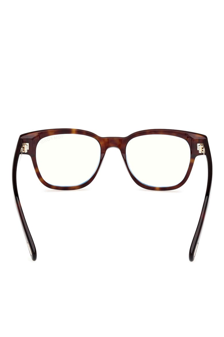 50mm Square Blue Light Blocking Glasses, Alternate, color, HAVANA ECO / T LOGO