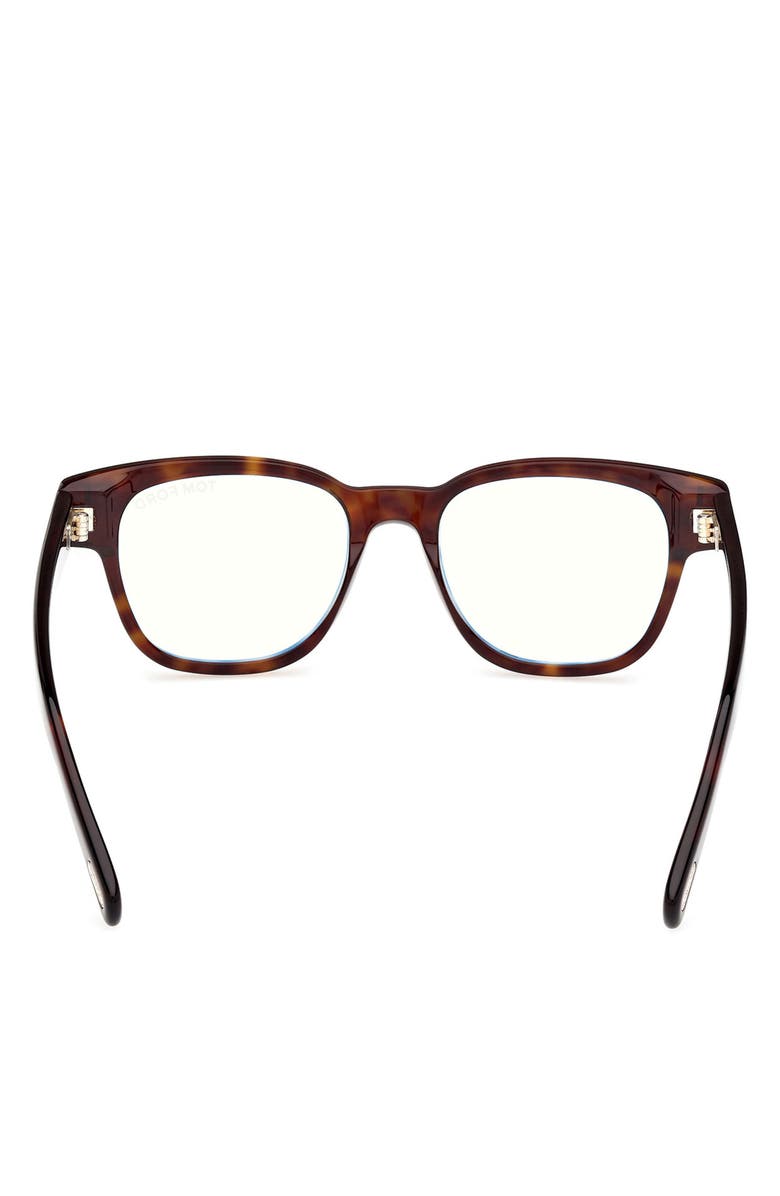 TOM FORD 50mm Square Blue Light Blocking Glasses, Alternate, color, Havana Eco / T Logo