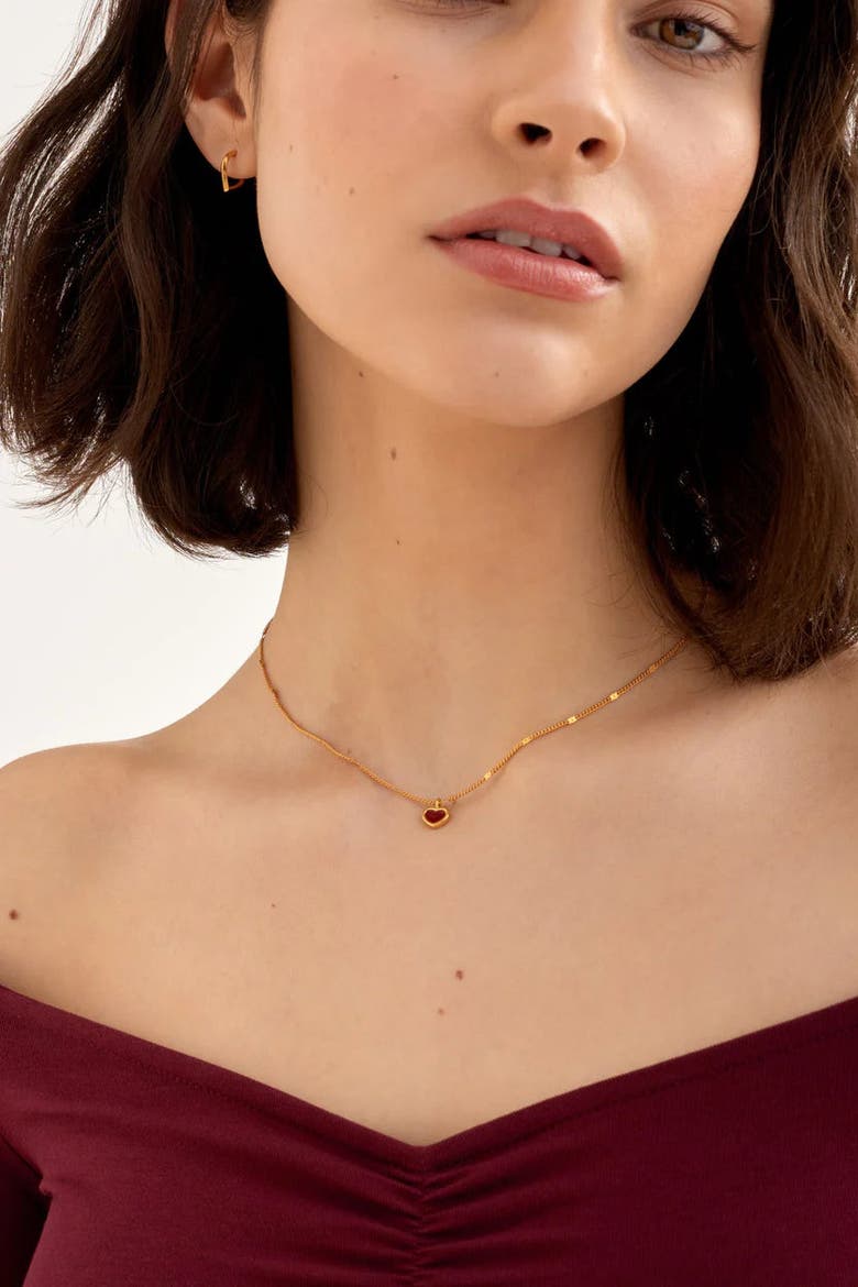 Rouge Waterproof Gold Heart Necklace, Alternate, color, Gold