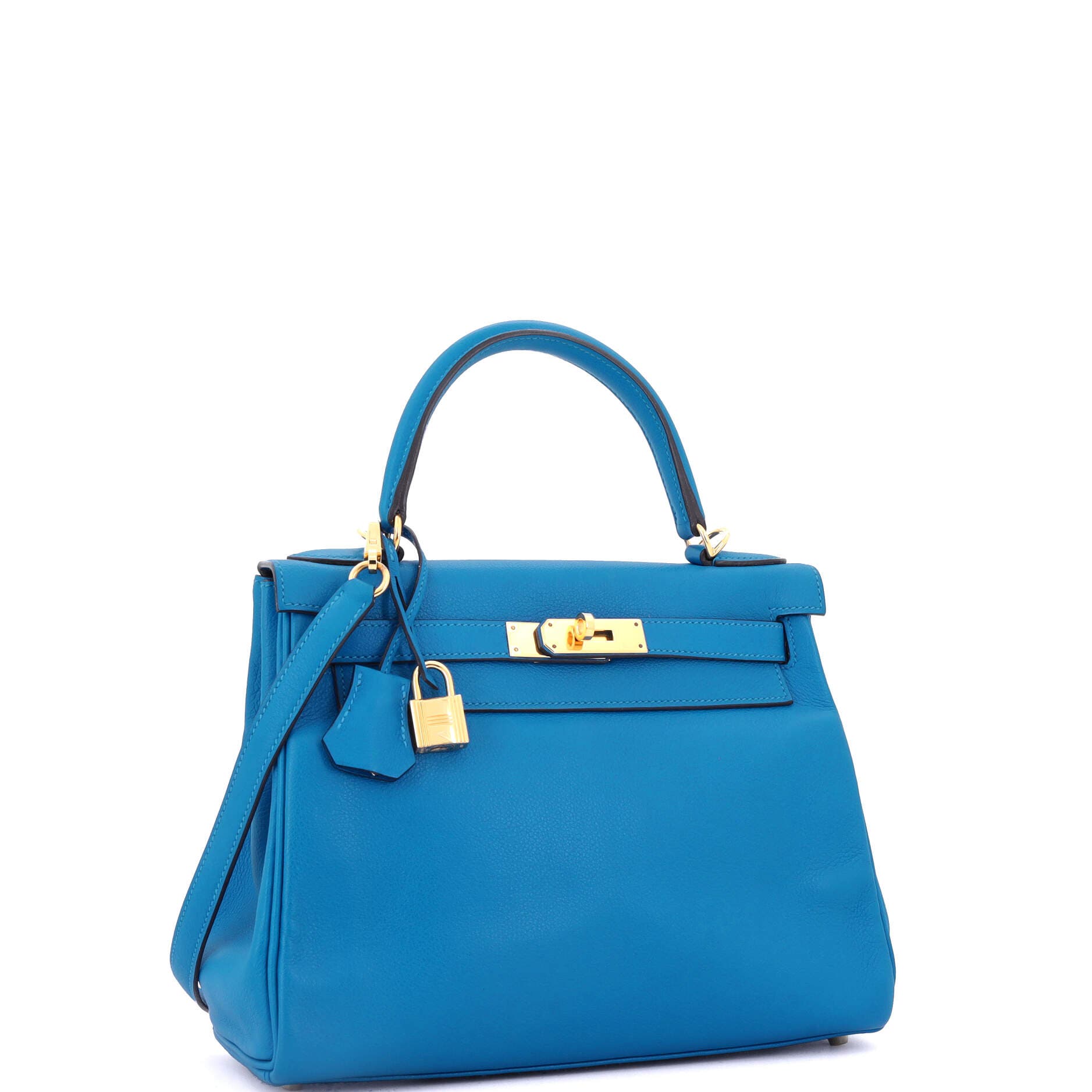 Pre-Owned Hermes Kelly Handbag Blue Evercolor with Gold Hardware 28, Alternate, color, Bleu Zanzibar
