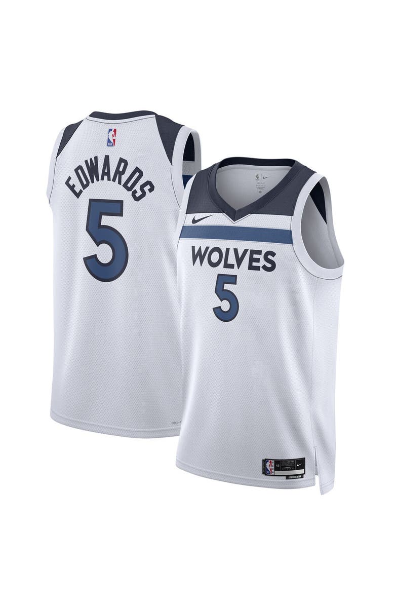 Nike Unisex Nike Anthony Edwards White Minnesota Timberwolves Swingman Jersey - Association Edition, Alternate, color, White