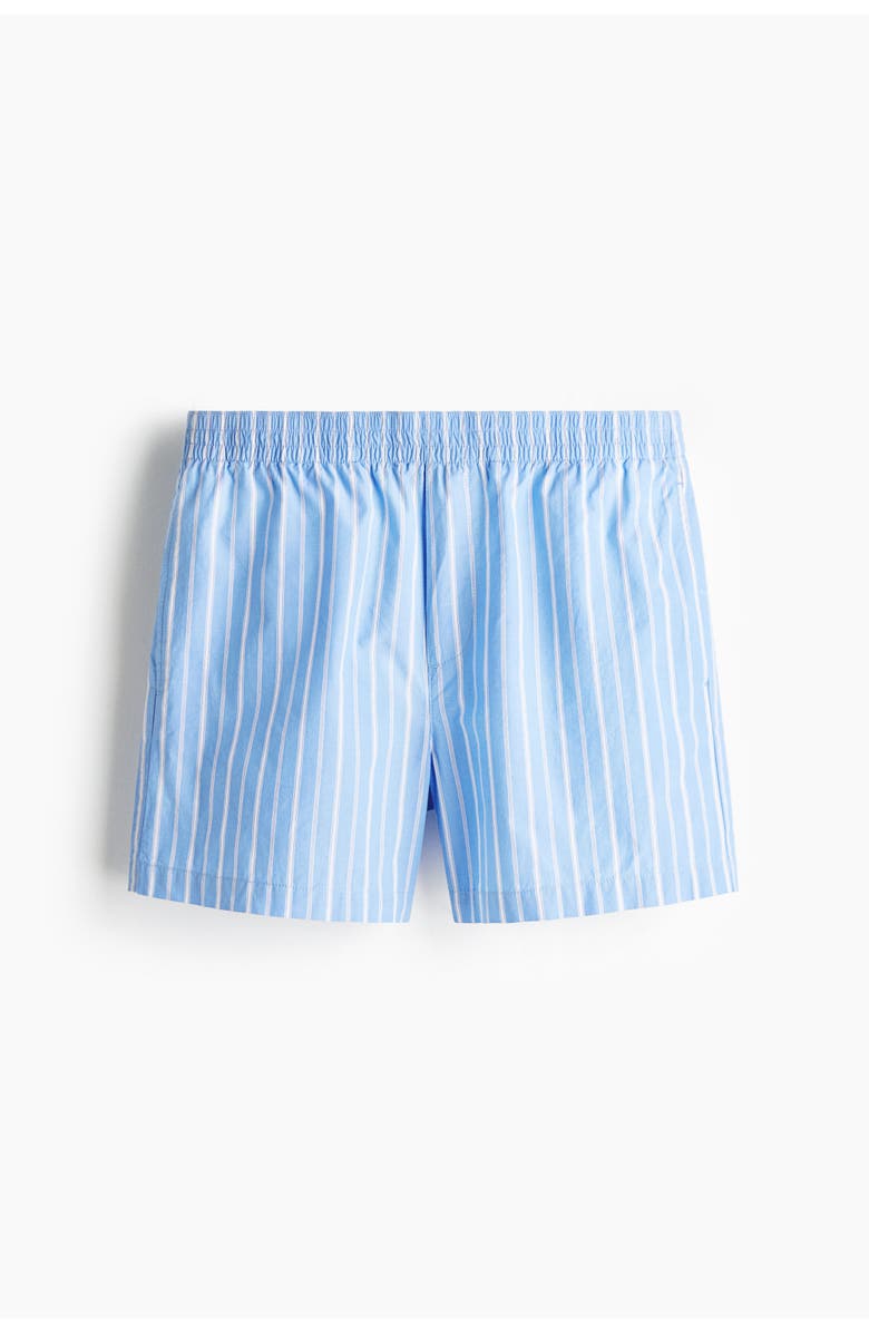 H&M Regular Fit Cotton Shorts, Main, color, Light Blue/Striped