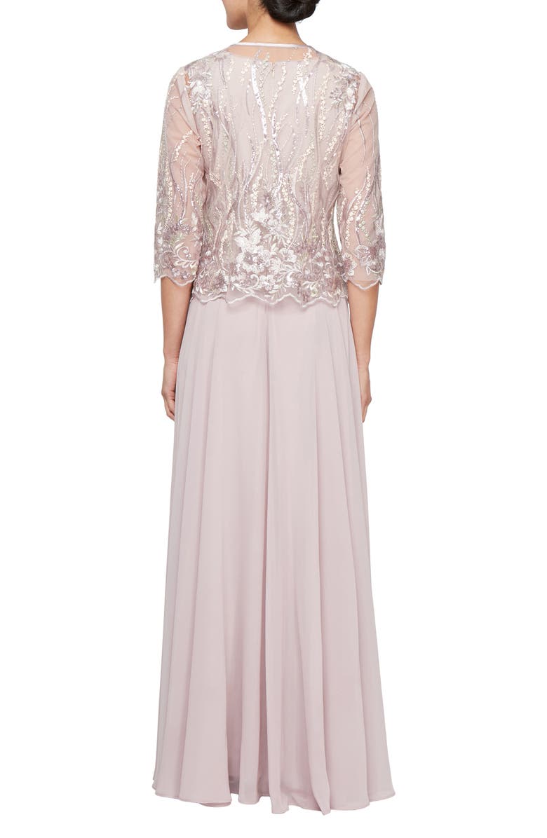 Alex Evenings Sequin Embroidered Cocktail Dress with Jacket, Alternate, color, Blush