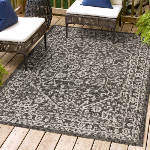 Jonathan Y Malta Bohemian Medallion Textured Weave Indoor/outdoor Area Rug In Black/gray