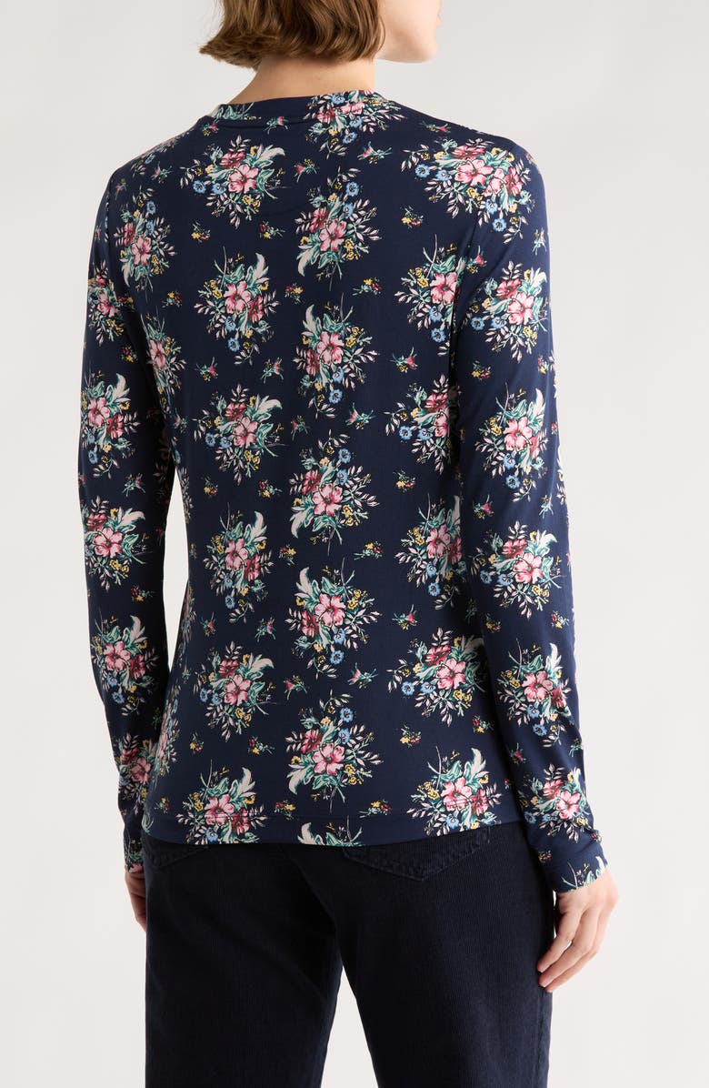 Brooks Brothers Floral Long Sleeve Jersey Top, Alternate, color, Navy