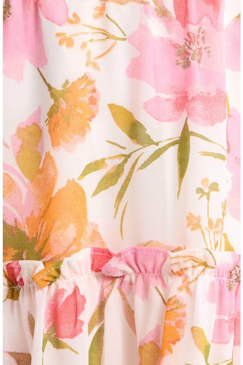 Maldonado Floral Ruffle Trim Dress, Alternate, color, WHITE-PINK-MULTI