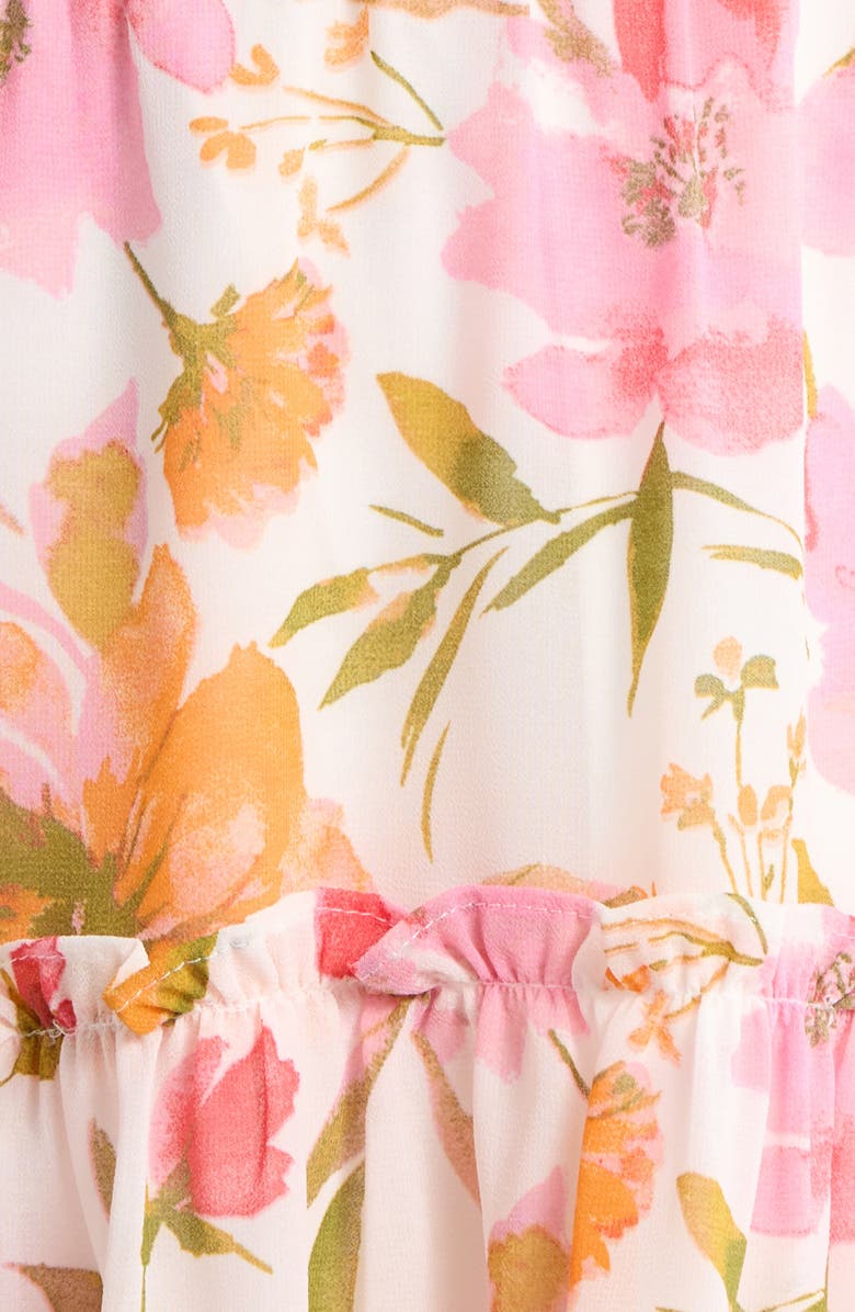 SUGARLIPS Maldonado Floral Ruffle Trim Dress, Alternate, color, White-Pink-Multi